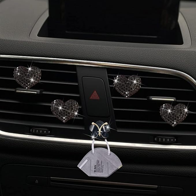 1Pc Black Heart Air Vent Clips, Car Air Fresheners Vents Clips Car Diffuser Diamond Car Interior Decor Charm Cute Car Accessories Interior Accessories, Auto Decoration