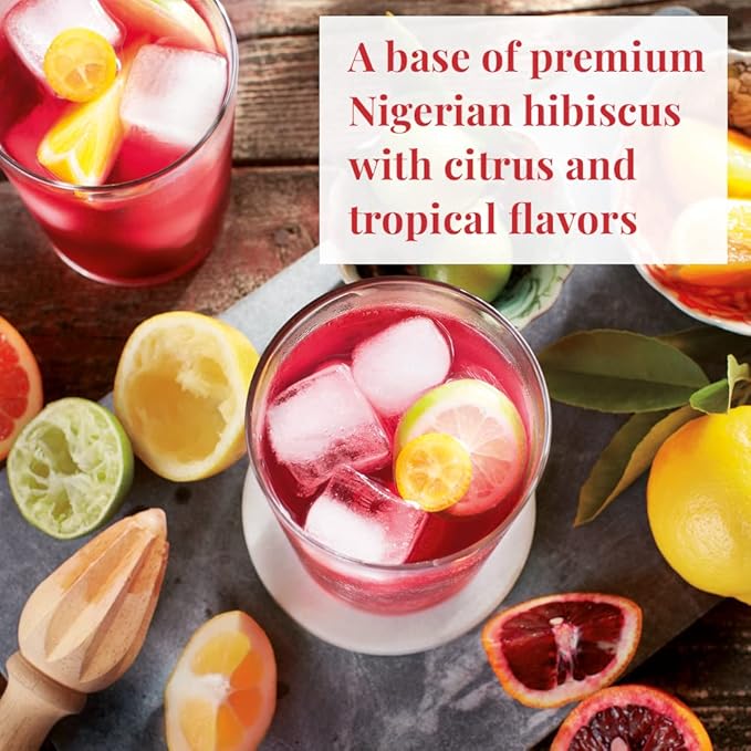 The Republic of Tea – Hibiscus Sangria Iced Herbal Tea, 8 Large Quart-Sized Iced Tea Pouches, Naturally Caffeine Free