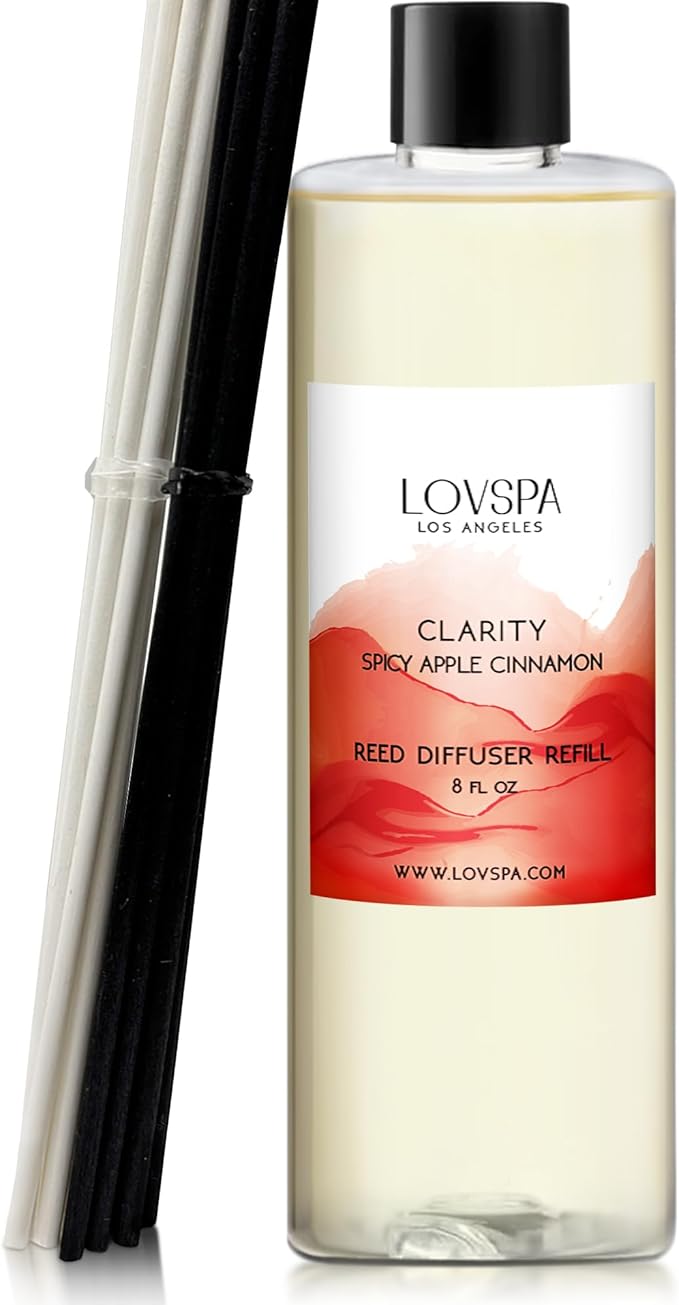 LOVSPA Clarity Spicy Apple Diffuser Oil - Fall Essential Oils for Diffuser Refill & Air Freshener Room Spray - Long-Lasting & Natural Home Fragrance, Scented Oil for Diffusers, USA Made, 8 oz