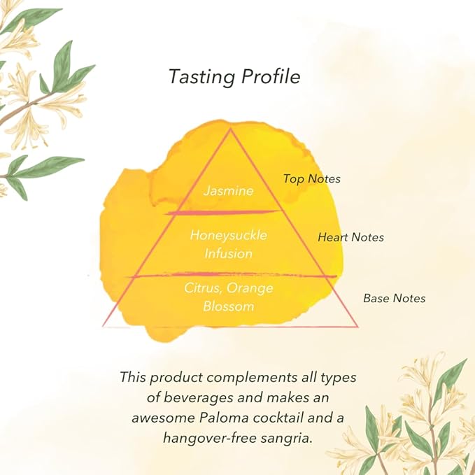 JARDIN PREMIUM Honeysuckle Sugar Free Cocktail Mixers - Spirit Enhancer for Cocktails and Mocktails - Aromatic and Floral Drink Glitter - KETO Mixer for Cocktails (25.4 Fl Oz)