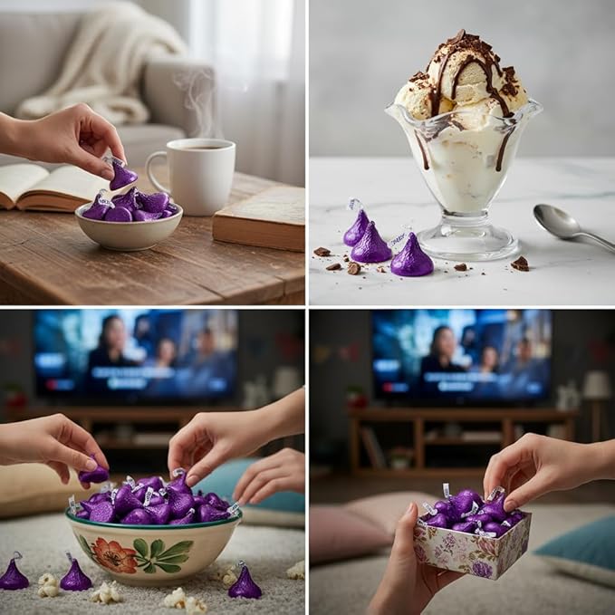 TreatBasket Purple Kisess Special Dark Chocolate 2 lb of Mildly Sweet Gift Set - Perfect for Halloween Treats & Gifting 2 Pound