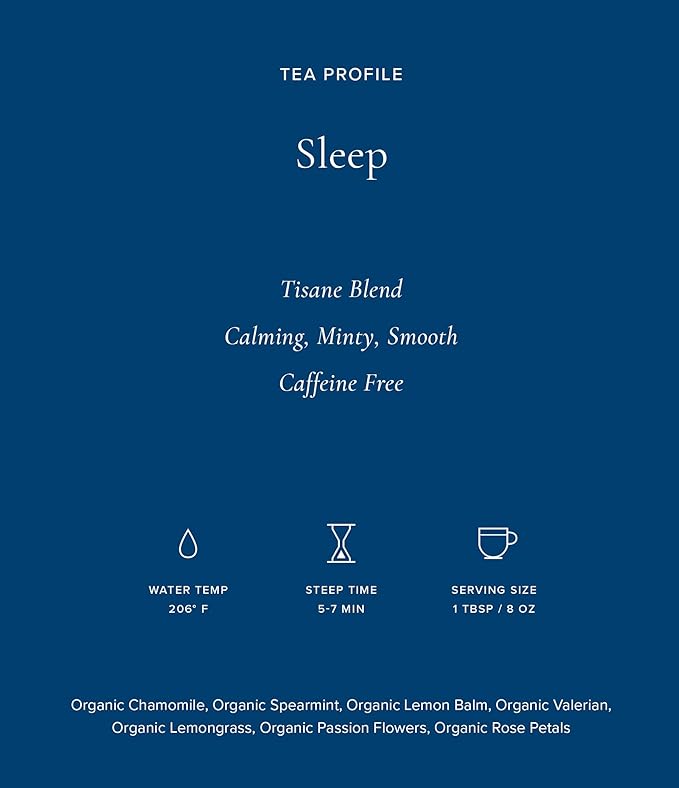 Art of Tea | Organic Sleep 1oz (Chamomile Tea, Spearmint, Valerian) | Wellness Loose Leaf Artisan Tea | Bedtime and relaxation tea
