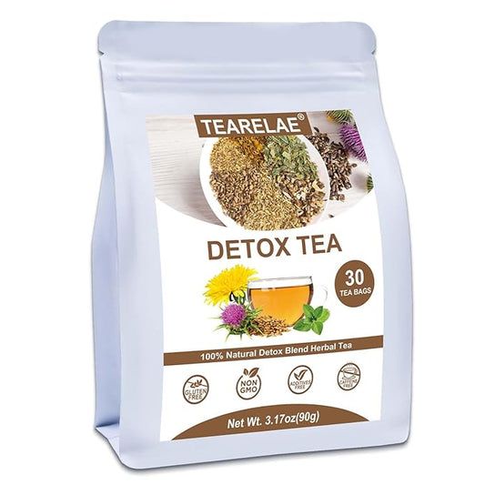 TEARELAE - Detox Tea, 30 Count Herbal Liver Detox Tea Bag - Milk Thistle Seed, Dandelion Root, Licorice Root, Fennel, Turmeric, Peppermint - Support Liver Function