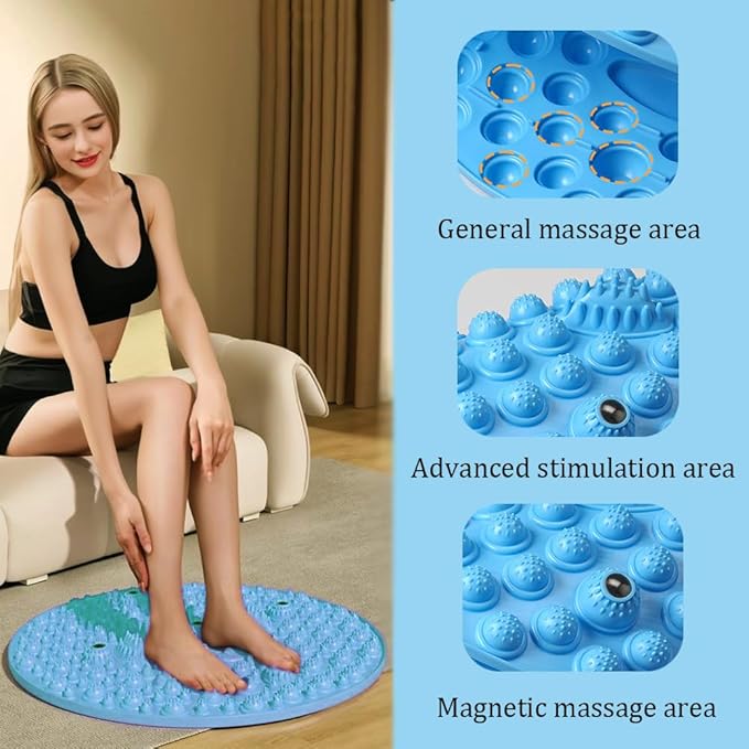 MIUPOO Foot Massage Mat,Relaxation Massage Mat Feet Massage Pad,Acupressure Mat for Feet,Anti Fatigue Walk Stone Acupoint Mat Particle Portable Massage Tool for Walking Long Sitting,Blue,13.4Inches