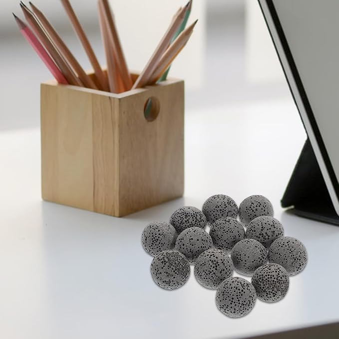 Baluue 20pcs Natural Volcanic Rock Essential Oil Diffuser Stones, 0.62 Inch Grey Aromatherapy Essential Oil Diffuser Stones for Home, Office