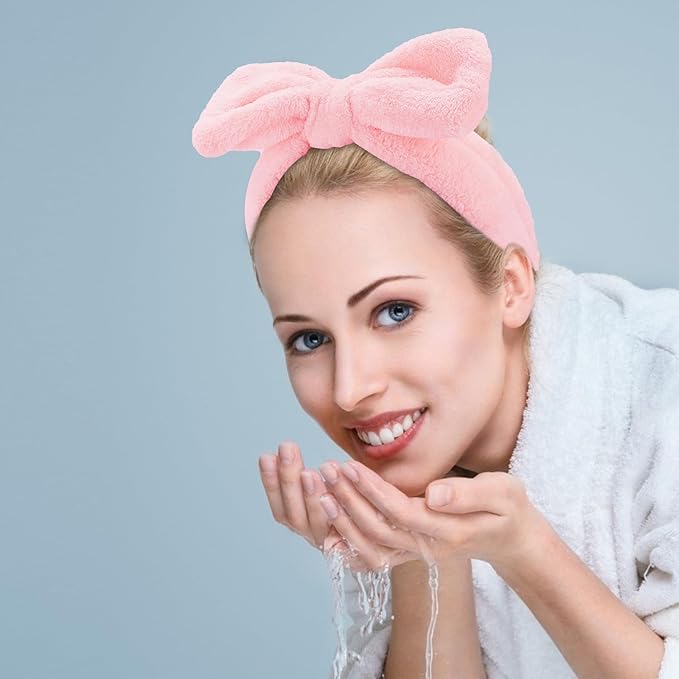 Casoty Black White Pinjk Skincare Headband for Washing Face Cute Face Wash Spa Headband for Women Makeup Hair Band Stocking Stuffers Spa Party Hair Accessories Gifts for Women Girls