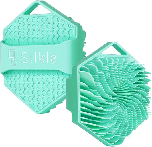 Silicone Body Scrubber - Exfoliating Bath Brush and Skin Cleanser - Shower Sponge for Gentle Body Scrub and Wash - Silicone Scrubbing Care Tool for a Refreshed and Renewed You - Green