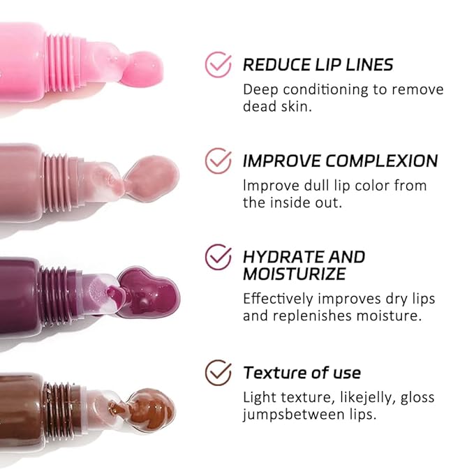 1Pcs Tinted Lip Balm Serum Makeup, Squeeze Hydrating Tint Lips Balms Serum Cosmetic, Women Care Glossy Nourishing Plumping Lip Stain Gloss Lipstick, Suitable for dry lips, Long-Lasting Color 06