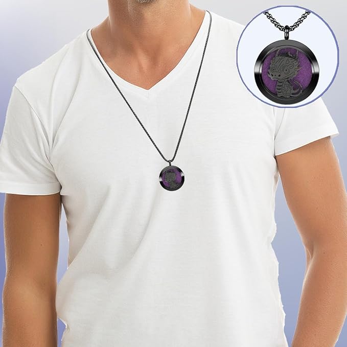 Aromatherapy Diffuser Necklace-Dinosaur Essential Oil Necklace,Aromatherapy Diffuser Pendant for Men and Women,Portable,Suitable for Yoga,Meditation,Travel,Stress Relief Gift(Black30mm)