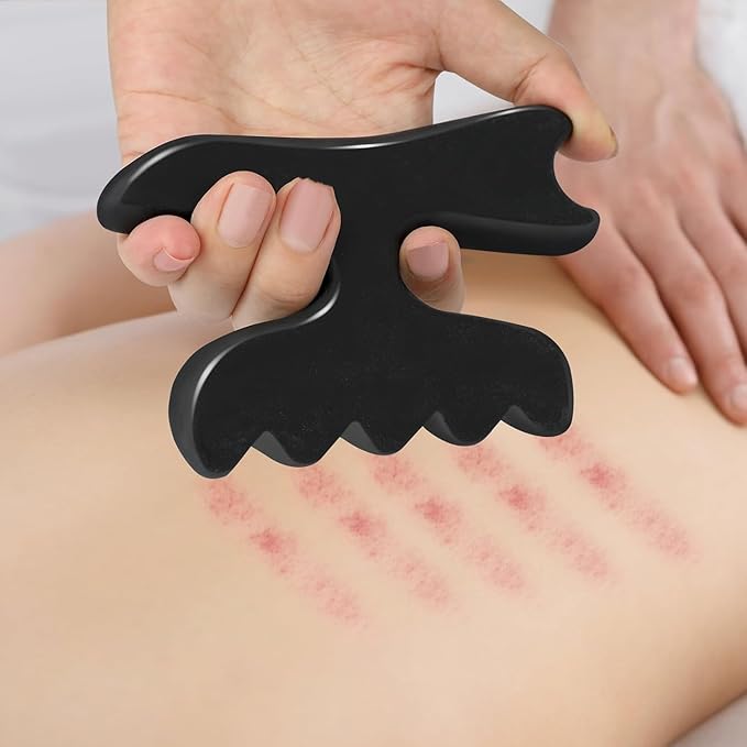 Gua Sha Massage Tool for Body, Natural Bian Stone Gua Sha Scraping Massager, Muscle Relief Massage Board for Back, Legs, Arms, Neck, Shoulder (Medium, 4.7")