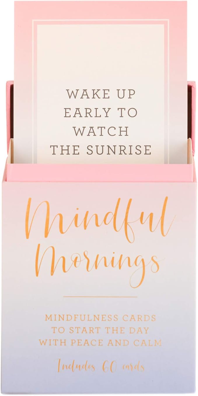 WORLD TRAVELER Eccolo Mindful Mornings - 60 Mindfulness Cards - Self Care Cards for Peace, Calm, Daily Positive Thoughts and Affirmations - Mindfulness Gifts & Positive Affirmations Cards for Women