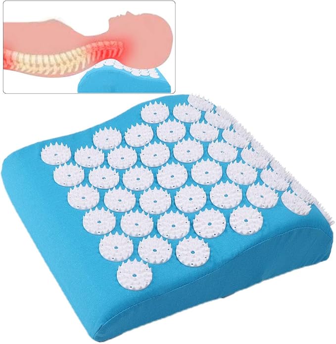 Acupressure Pillow,Sponge Massage Cushion Promote Blood Circulation Acupressure Mat for Muscle Pain & Headache(Blue)