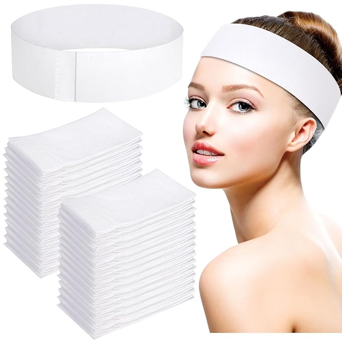 200 PCS Disposable Hairband for Women, Non-woven Fabric Spa Headband for Makeup, Travel, Securing Hair during Facial