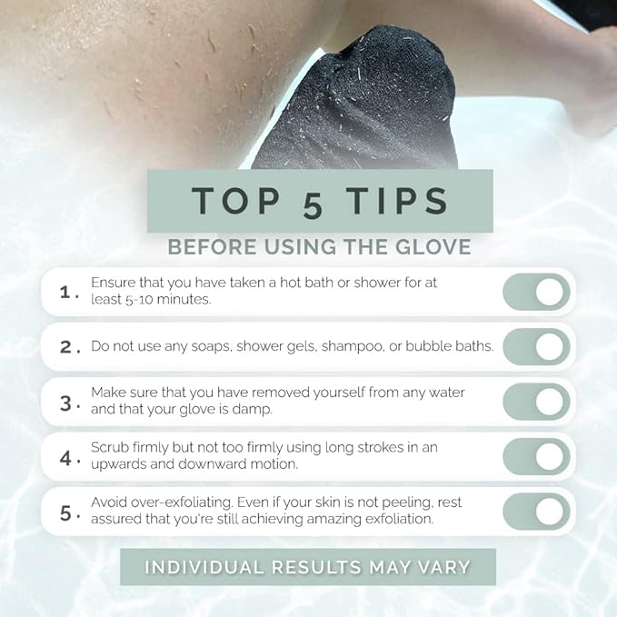 Wildpier Beauty Exfoliating Glove Luxe for Sensitive Skin Mitt Body Scrub for Bath Shower Spa Hand Exfoliator Gloves, Dead Skin Cell Remover, Plant Based Deep Exfoliation Scrubber, Black