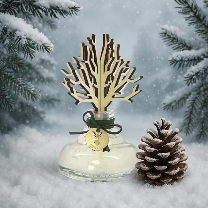 Aronica Christmas Diffuser 120ml / 4floz- Pine Wood Scent, Eucalyptus Mint Essential Oil Reed Diffuser, Fir Tree Scent Oil Classy Christmas Home Decor Holiday, Luxury Skandinavisk High End Oils