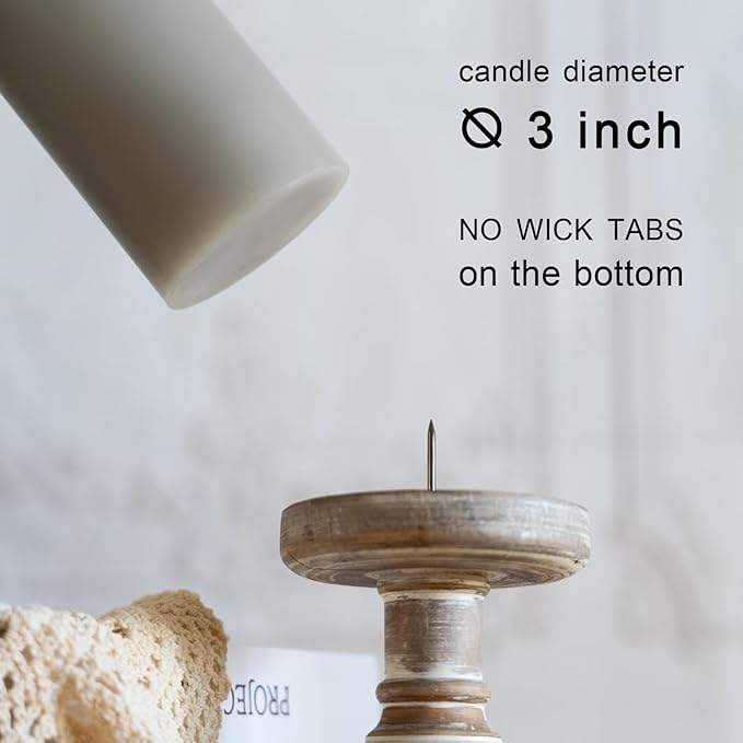 MOZEAL 3" x 4" Hand-Poured Unscented Candle,Dripless Pillar Candle Set of 3,Long Clean Burning,Approx 72 Hours Burn Time,Rustic Country Style,Wedding,Dinner,Christmas and Home Decor,Gray