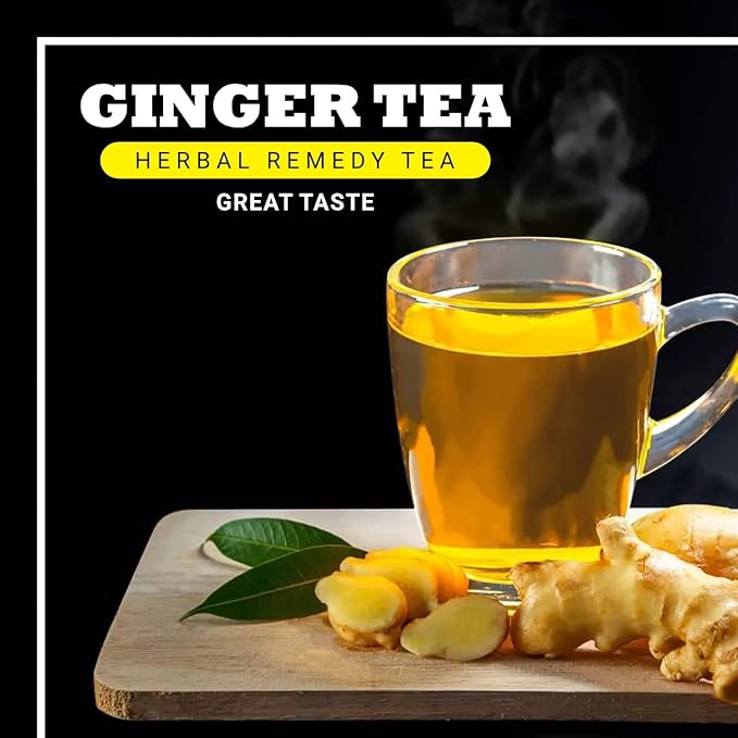 Herboganic Herbal Ginger Tea Bags, Natural Remedy Ginger Tea, Supports Good Digestion, Soothes Throat & Relieves Motion Sickness (Pack of 20)