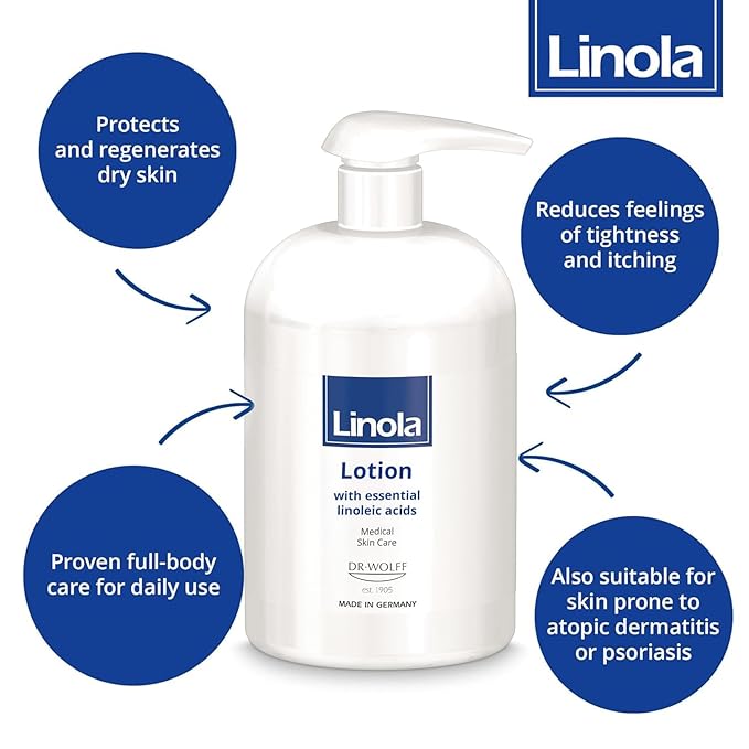 Lotion - Body Lotion with Essential Linoleic Acids - for the Daily Care of Dry & Stressed Skin - Protects & Regenerates Dry Skin - Made in Germany - Vegan - 500 ml (16.9 Fl Oz)