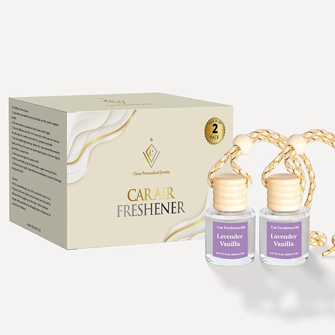 Car Air Freshener Hanging, Car Essential Oil Diffuser, Lavender Vanilla Cute Car Air Freshener, Car Fresheners Long Lasting, Air Fresheners for Women, Air Freshener Diffuser, Made in USA