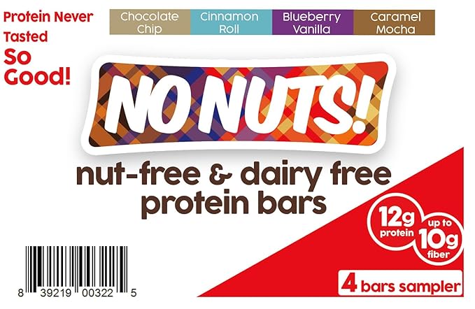 No Nuts! Variety Pack Protein Bars – 4-Flavor Sampler | 100% Nut-Free, Dairy-Free, Vegan, Organic, Kosher, Egg-Free, Non-GMO Snack & Energy Bars