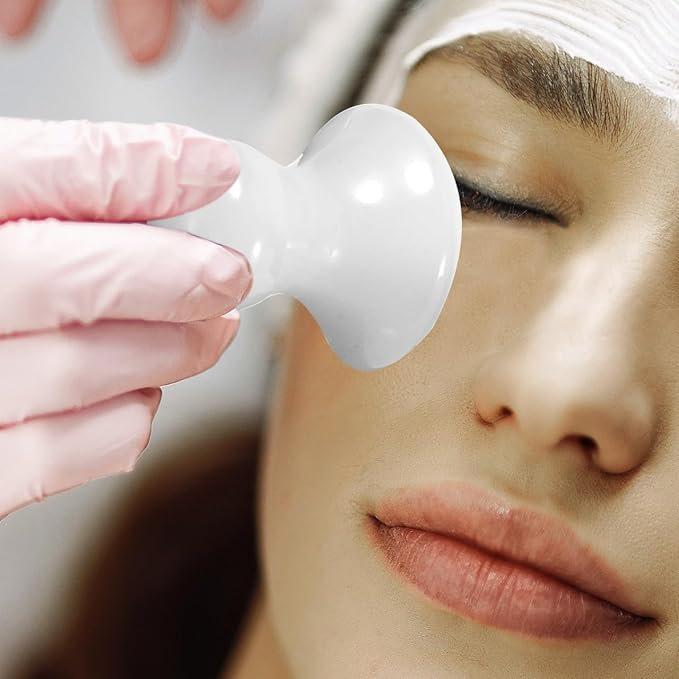 2pcs Massage Stone Scraping Stone Mushroom Guasha Board Skincare Massage Roller Jade Massage Tools Guasha Tool Face Massager Tool Rose Quartz Aventurine Jade Massage Supplies White