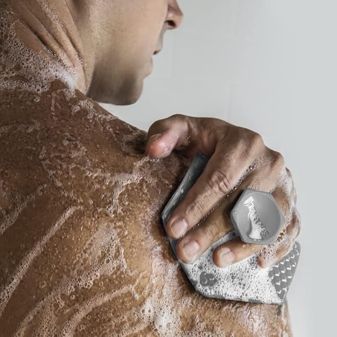 TOOLETRIES Body Scrubber - Silicone Exfoliating Scrubber - Bathroom & Shower Accessories for Men, Travel Essentials for Men - Durable & Long Lasting - Grey