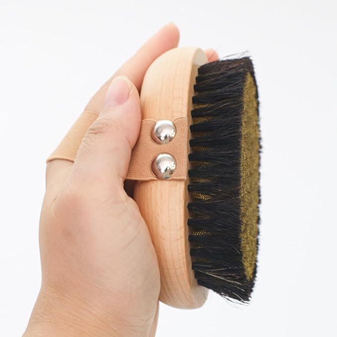 OWIIZI Copper Dry Brushing Body Brush with Ion Charged Copper Soft Bristles Antiskid Wooden Exfoliator Massage Body Scrubber