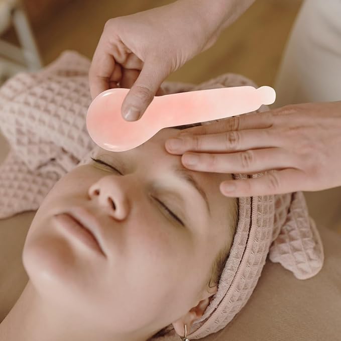 balacoo Rose Quartz Gua Sha Scraping Massage Tool: Natural Jade Gua Sha Massage Tool for Face Neck Body Acupressure and Circulation Promotion (Pink)