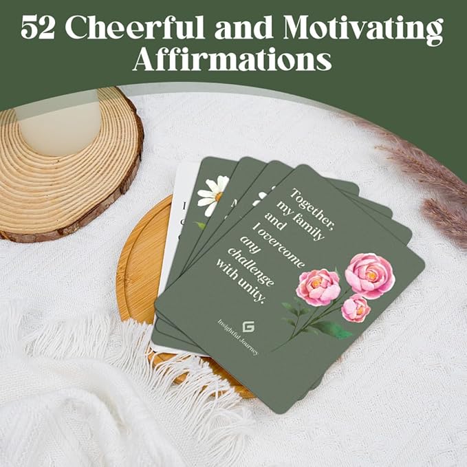 52 Positive Floral Affirmation Cards for Women with Display Stand - Mindful Affirmations to Build Success - Daily Growth Challenges & Inspiration - Mindfulness & Self Care Gift for Women, Men