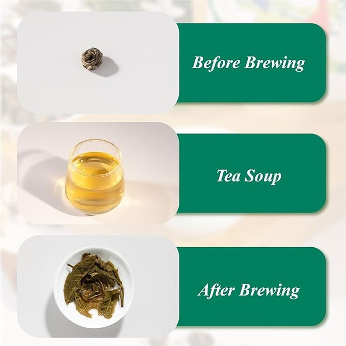 WT WEETEE Jasmine Pearls Tea Loose Leaf, Made of Jasmine Flavor with Green Tea Loose Leaf, Natural Aromatic Dragon Pearl Tea, 4oz/114g