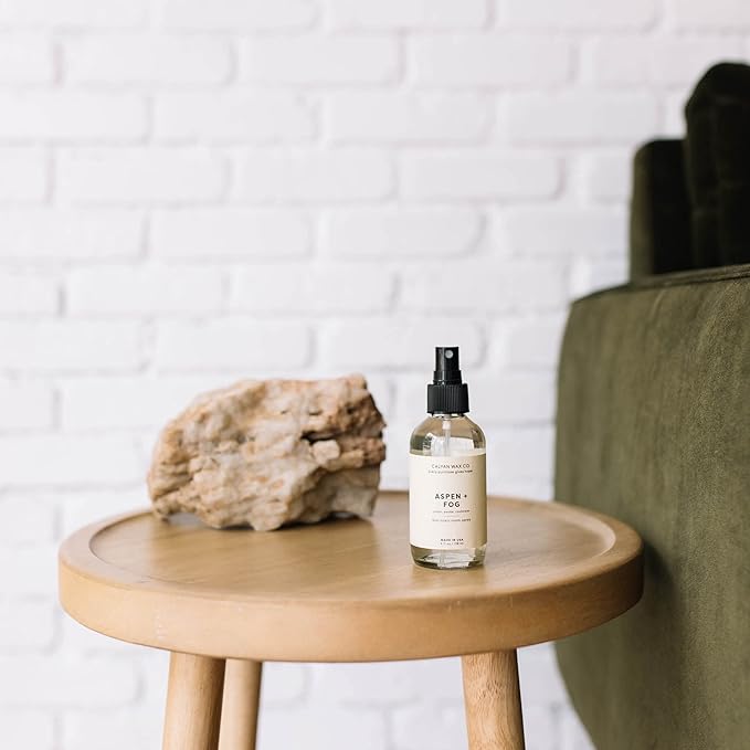 Calyan Wax Co. Non Toxic Room Spray, Aspen + Fog Air Freshener, Non Aerosol Natural Room Mist, Aromatherapy Spray with Essential Oils, 4fl oz