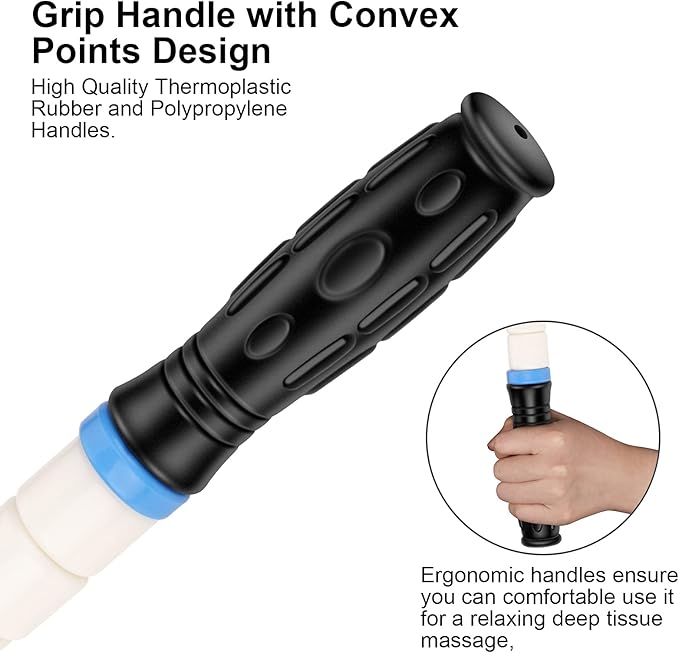 iGreely Portable Massage Roller Stick The Ultimate Muscle Roller 17 Inches Recommended by Physical Therapists Promotes Recovery Fast Relief for Cramps Soreness Tight Muscles-White