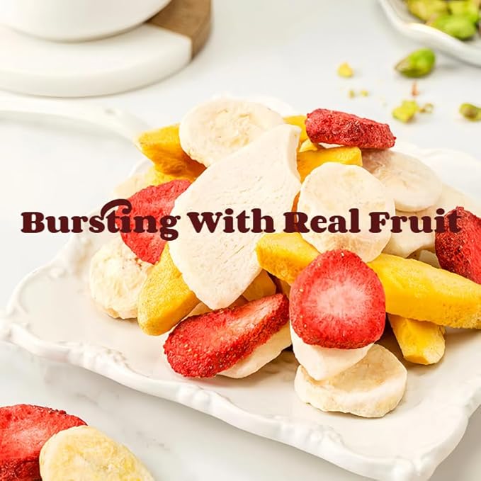 Freeze-Dried Mixed Fruit Snack - 100% Real Fruit, Non-GMO, Kosher Certified, No Sugar Added, Gluten Free, Vegan | Healthy Snacks for Adults & Kids, Perfect Holiday Gift. 2 pack