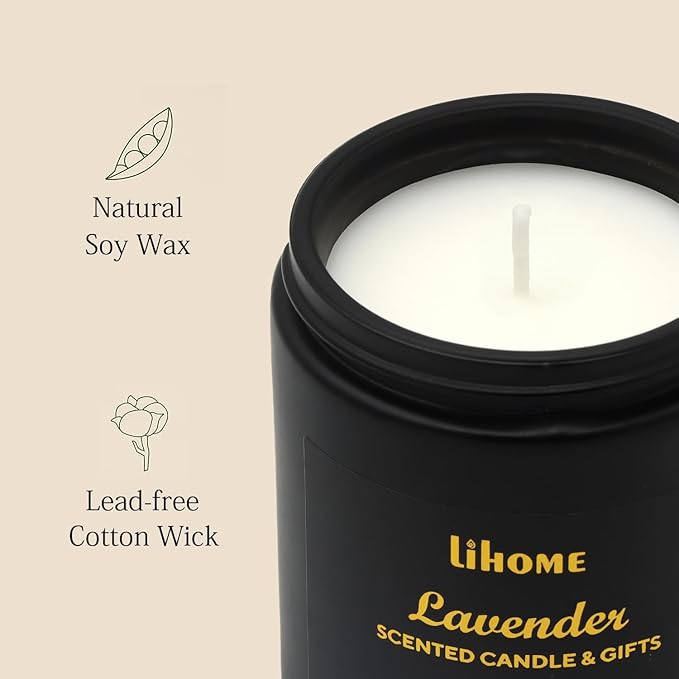 Candles Gifts for Men - Room Decor for Men, Natural Soy Wax Candles for Home Scented, Lavender Black Candles