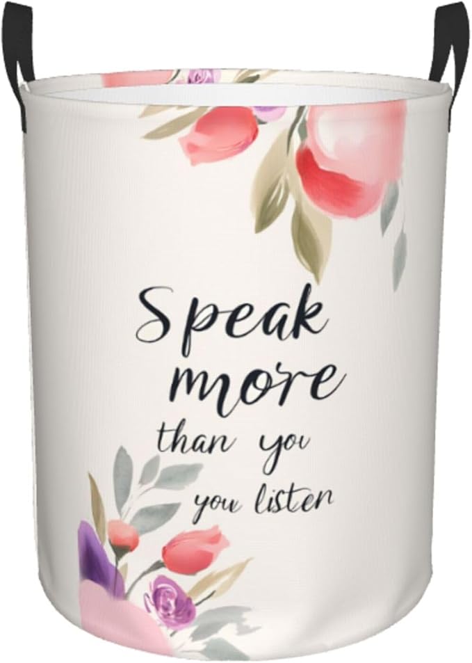 Laundry Basket Motivational Word Collapsible Large Capacity,63L Dirty Clothes Basket Durable Lightweight Hamper With Handles Ideal For Clothes,Toys Home Organization19.6in X 15.7in,