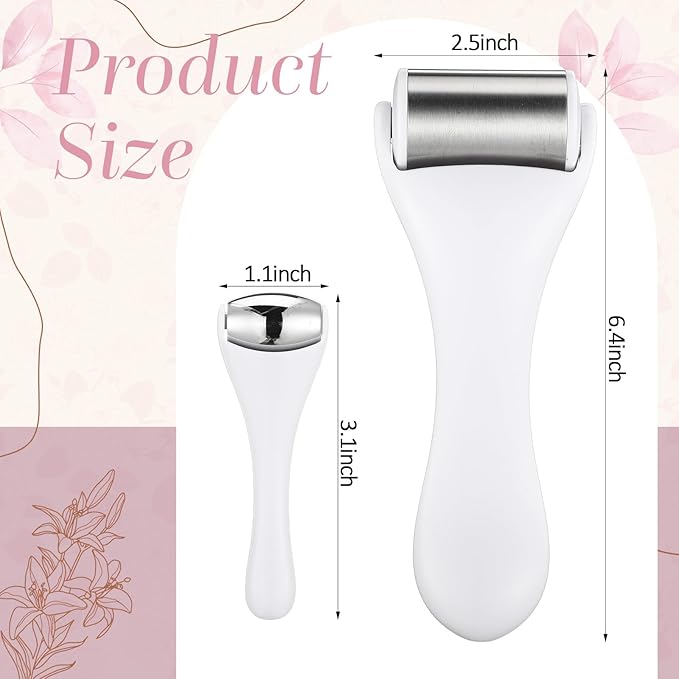 Tondiamo 2 Pcs Muscle Roller Stick Fascia Body Cellulite Face Muscle Massage Roller Manual Massage Tools for Muscles Relief Neck Arm Back Leg Rollers Deep Release(White,Metal)