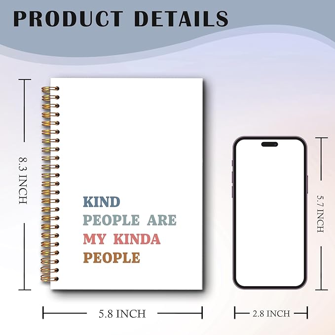 Kind People Are My Kinda People Inspirational Spiral Notebooks, Motivational Quote Journal, Positive Journals for Writing, Motivational Notebook for Note Taking, 5.5x8.3 Inch