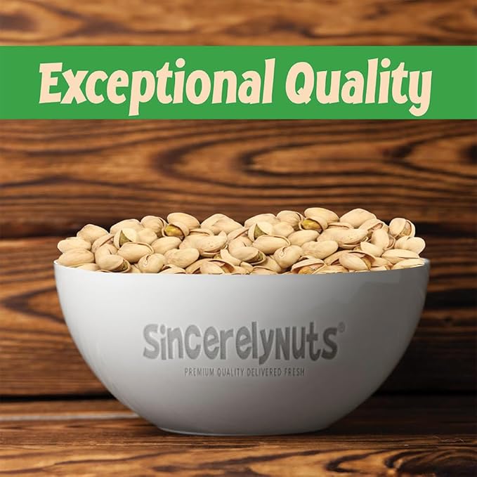 Sincerely Nuts Large Pistachios Roasted Unsalted in Shell 3 LB Bag Healthy Snack Food Great for Cooking Source of Fiber, Protein, Vitamins Minerals Gourmet Kosher Gluten Free