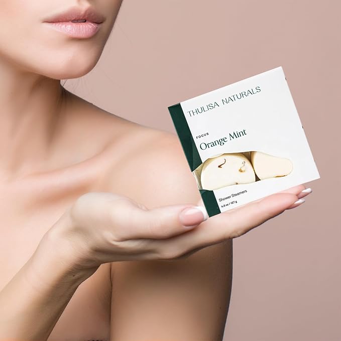 Thulisa Naturals Orange Mint Shower Steamers Aromatherapy | Organic Shower Bombs with Essential Oils | Self Care Christmas Birthday & Spa Gifts for Women & Men | Stocking Stuffers | 4 Pack