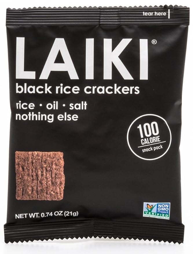 LAIKI Black Rice Crackers Combo | Gluten-free Healthy Snack | Vegan Savour Snack | NON-GMO Certified | Flavorful Snack | Diabetic Friendly | 100% Wholegrain | 12 Packs of 21 grams with 1 pack of 3.53