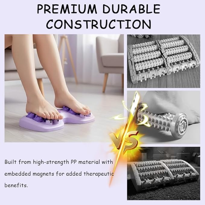 Portable Double Foot Massage Roller – 3 Massage Techniques for Plantar Fasciitis Relief, Heel & Arch Pain, Sore Muscles, Improved Circulation & Relaxation, Reflexology Tool