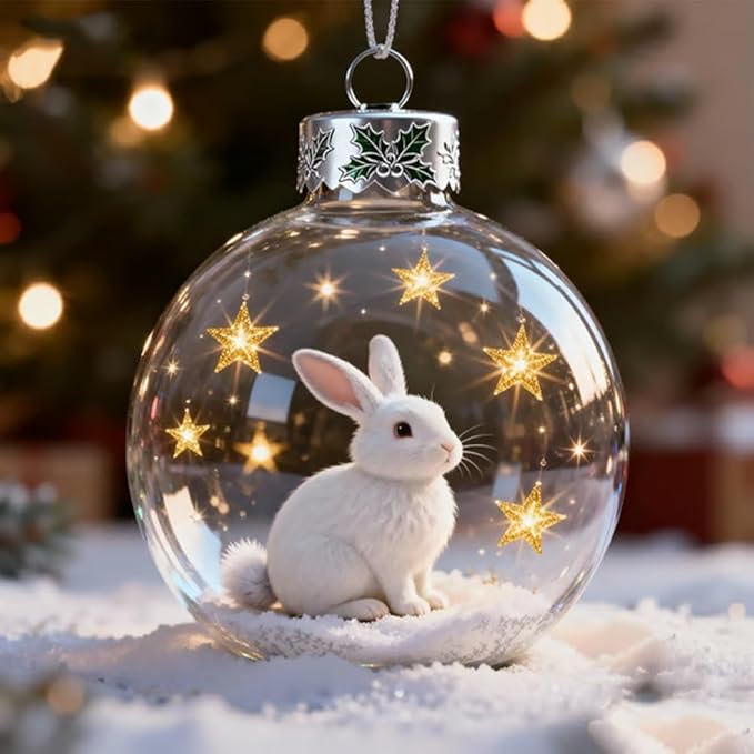 2026 Wildlife Wonders Collection Crystal Glass Ornament, Vivid 3D Animal Christmas Decoration, Clear Plastic Xmas Balls, Luxury Winter Tree Decor Sparkling Star Accents,Holiday Ornaments(Polar Bear)