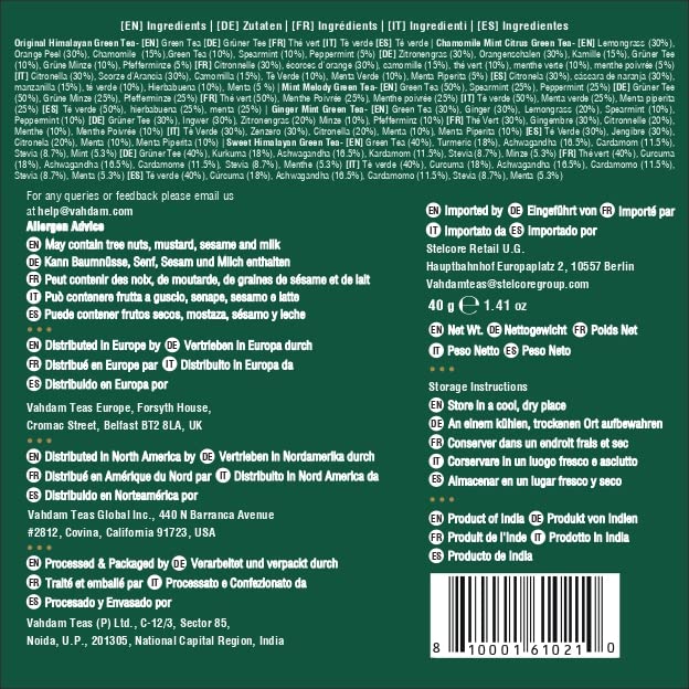 VAHDAM, Assorted Green Tea Bags Sampler (5 Flavors, 20 Ecofriendly Pyramid Tea bags) I Gift Ideas for Women & Men | Himalayan Green Tea Varieties | Gluten Free & Non GMO | Gift Ideas for Him/Her