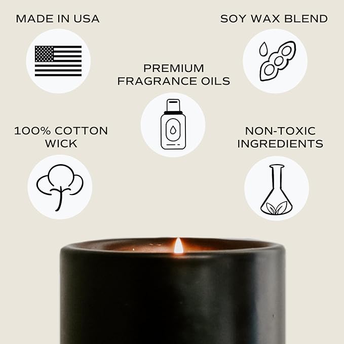 Sweet Water Decor Fraser Fir Soy Candle | Cypress, Evergreen, Cedar, and Fir Balsam Scented Candles for Home | 12oz Black Stoneware Jar, 60+ Hour Burn Time, Made in The USA