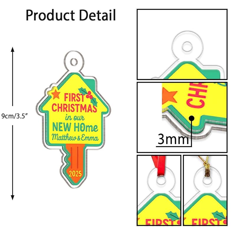 Personalized First Christmas In New Home Ornament, Custom Housewarming Ornament, New Home Gift, Couple Christmas Ornament, Holiday Keepsake Acrylic Ornament β Personalized