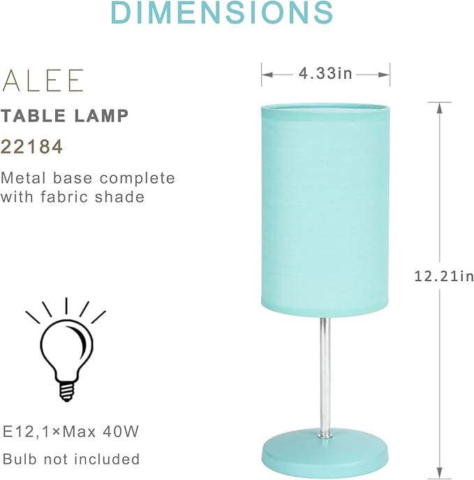 Lampwell Alee Modern Green Table Lamp Set of 2, Living Room & Bedroom, 4.33H12.21IN, Bulb Excluded