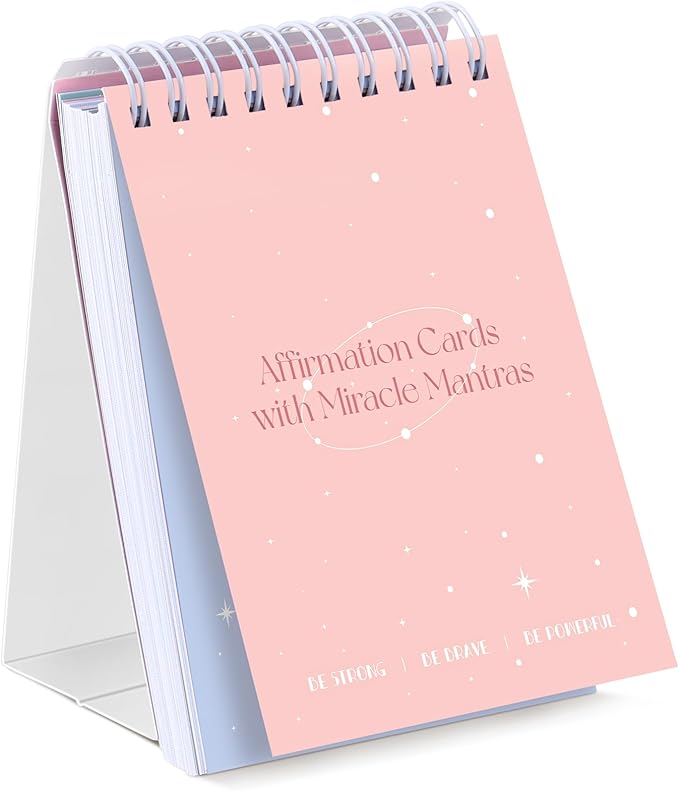 XKDOUS Affirmation Cards for Women, 60 Positive Affirmations Cards, Perpetual Calendar, Motivational Cards with Miracle Mantras, Birthday Inspirational Friendship Gifts for Women, Desk Accessories