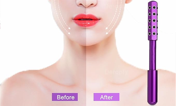 Beauty Massage Roller, Facial Massage Tool, 30 Germanium Stone Uplifting Face ,Uplifting Face Massager Roller (Purple)