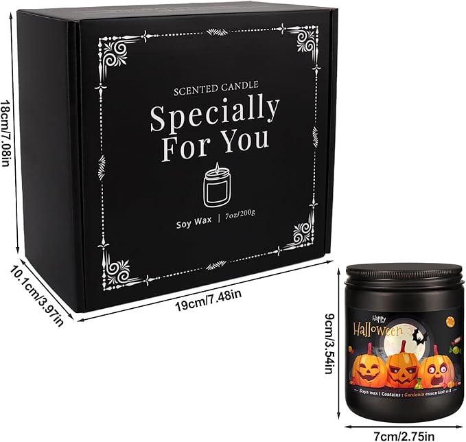 4 Pack Black Halloween Scented Candles -7oz Soy Wax Candles with Essential Oils (Rosemary, Vanilla, Gardenia, Lavender) -for Halloween, Christmas, Home Decor