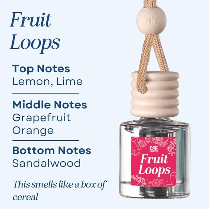 CE CRAFT Car Air Freshener Diffuser, Fruit Loops, 2 Pack Air Deodorizer for Essential Oils, Long Lasting Car Diffuser Bottle, Reusable Jar, Multicolor